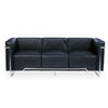 Sofá Venetto 3 Plazas Acero Inoxidable y Tapizado Similpiel Negra – Diseño Moderno