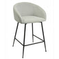 Taburete Lauren Tela Linen Gris Claro con Patas Metálicas Negras – Diseño Moderno