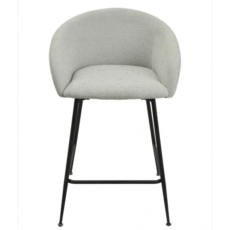 Taburete Lauren Tela Linen Gris Claro con Patas Metálicas Negras – Diseño Moderno