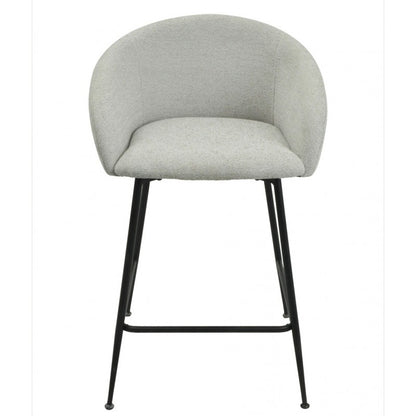 Taburete Lauren Tela Linen Gris Claro con Patas Metálicas Negras – Diseño Moderno