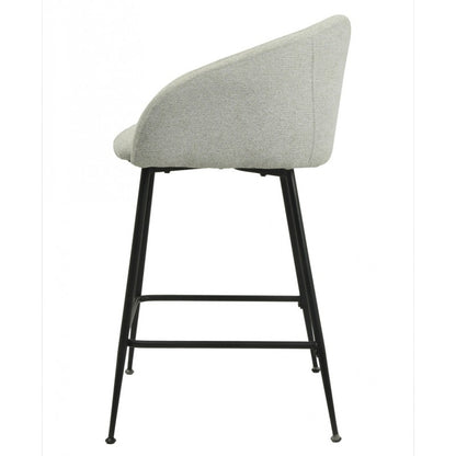 Taburete Lauren Tela Linen Gris Claro con Patas Metálicas Negras – Diseño Moderno