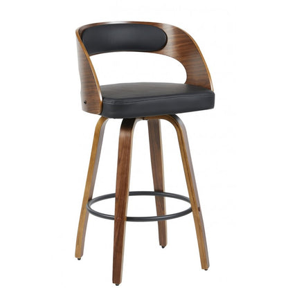 Taburete Loarre de Madera con Similpiel Negra – Diseño Moderno