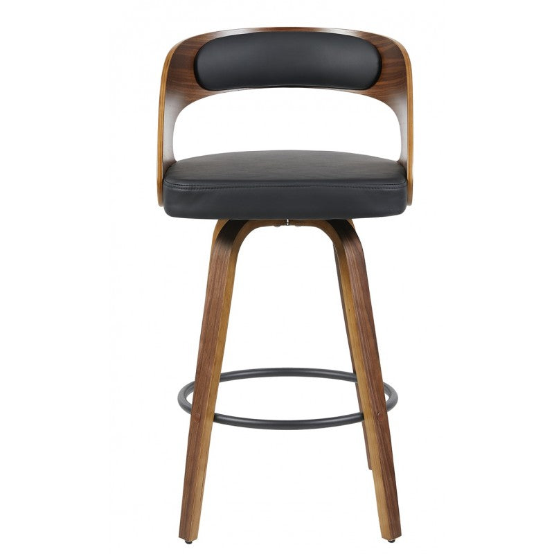 Taburete Loarre de Madera con Similpiel Negra – Diseño Moderno