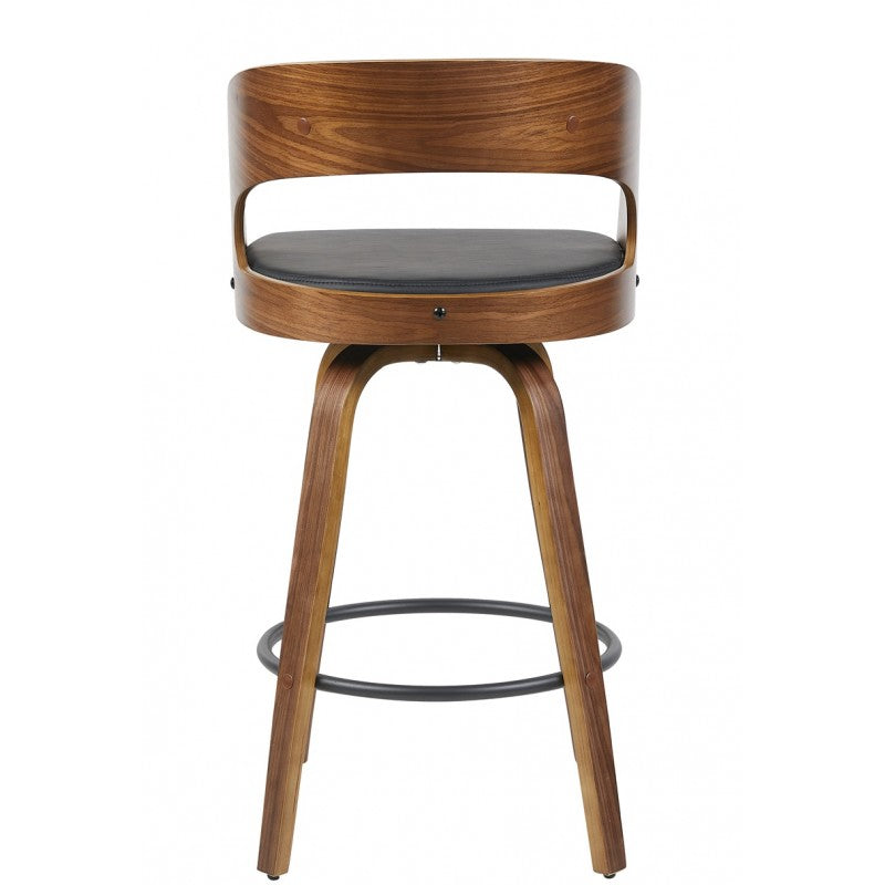 Taburete Loarre de Madera con Similpiel Negra – Diseño Moderno