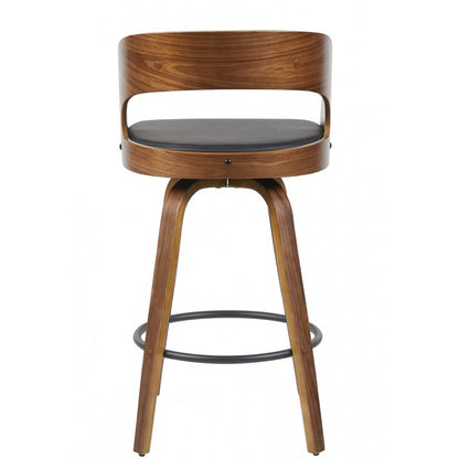 Taburete Loarre de Madera con Similpiel Negra – Diseño Moderno