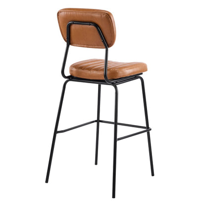 Taburete Nuremberg Similpiel Marrón con Patas Metálicas Negras – Estilo Vintage Industrial