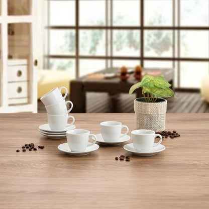 Taza de Café 9 cl Blanca en Porcelana – Set 6 Piezas | Elegancia Premium