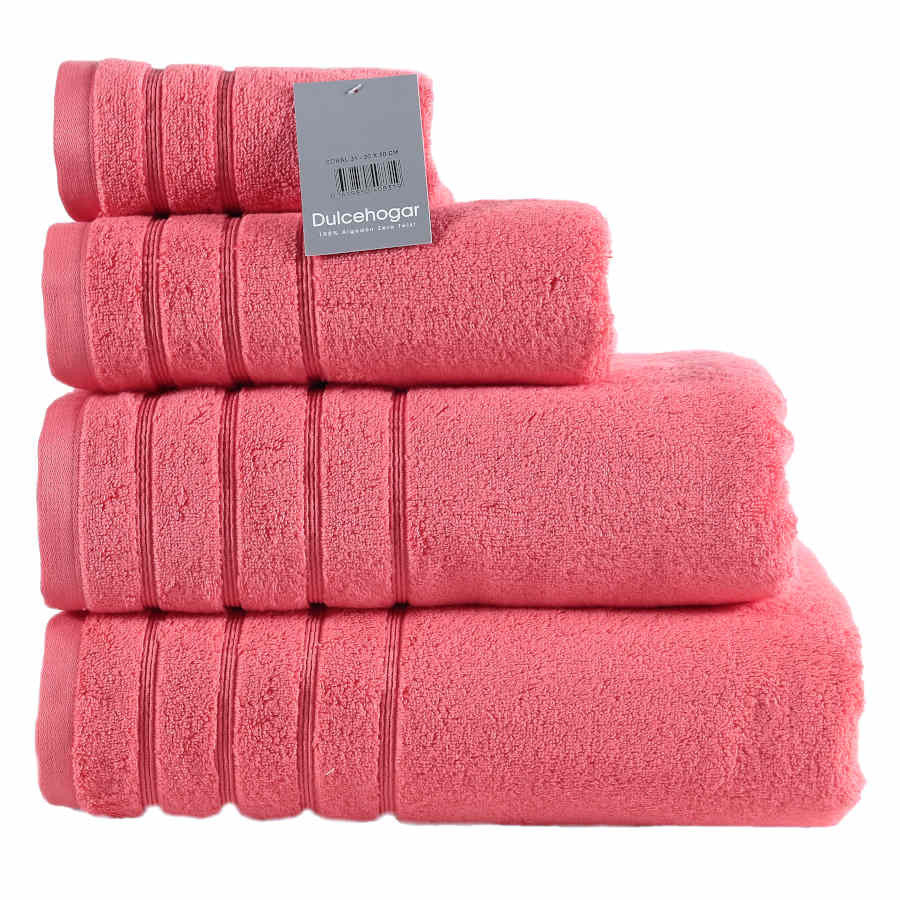 TOALLAS ZERO TWIST 100% ALGODÓN – CORAL BAÑO 100x150 CM